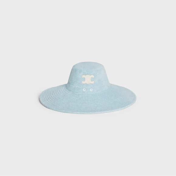 CELINE Triomphe wide brim hat, adjustable draw string in baby blue
Never worn. - Picture 3 of 14